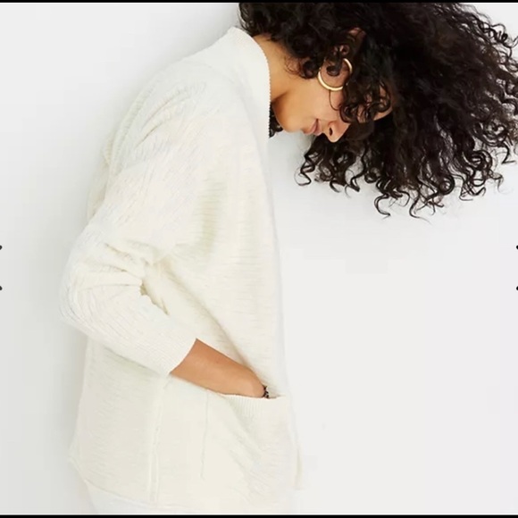 Madewell Off White Ribbed Cardigan Sweater S - Picture 1 of 15